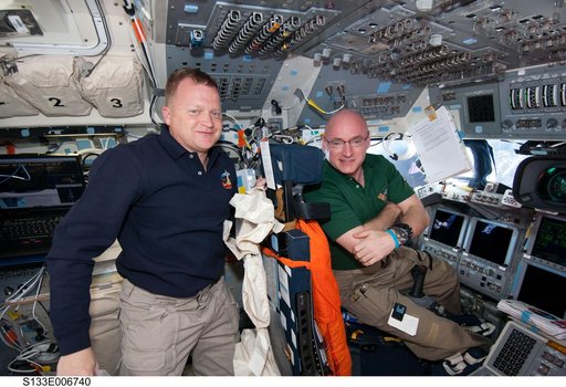 Kelly and Boe on forward flight deck