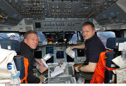 Lindsey and Boe on forward flight deck