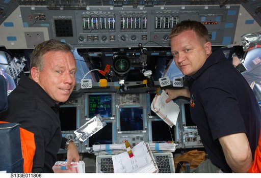 Lindsey and Boe on forward flight deck