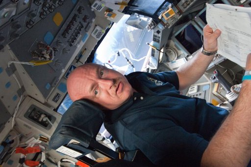 View of STS-134 Commander Kelly on the Flight Deck
