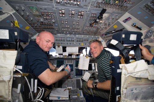 STS-134 Crew Members on the Flight Deck