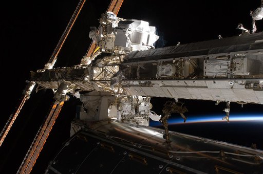 View of STS-134 Crew Members during EVA-1