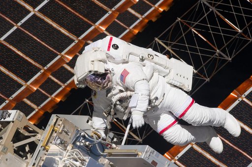 View of STS-134 MS Feustel during EVA-1