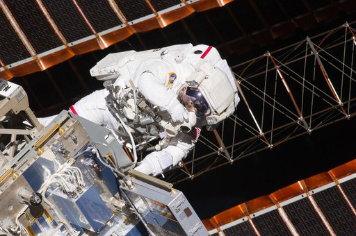 View of STS-134 MS Feustel during EVA-1