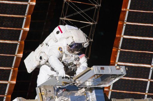 View of STS-134 MS Feustel during EVA-1