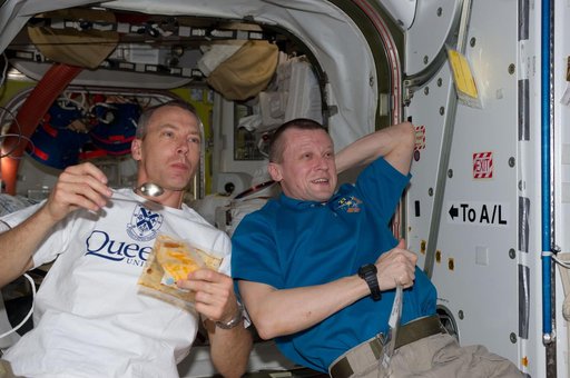 View of Expedition 27/STS-134 Crew Members in the Node 1