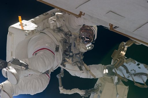 View of STS-134 MS Feustel during EVA-2