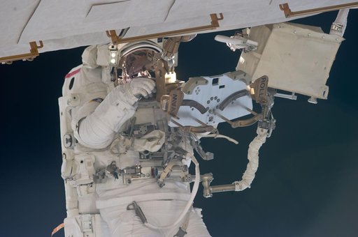 View of STS-134 MS Feustel during EVA-2