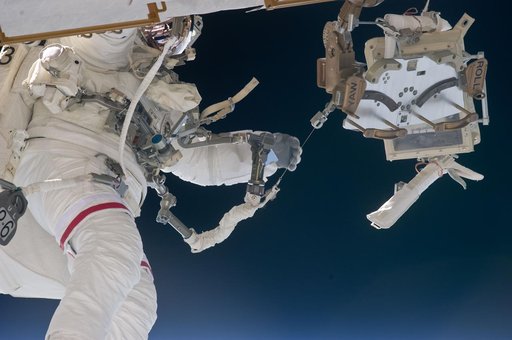 View of STS-134 MS Feustel during EVA-2