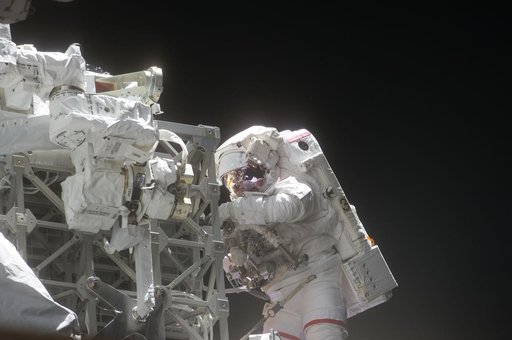 View of STS-134 MS Feustel during EVA-3