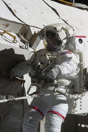 View of STS-134 MS Feustel during EVA-3