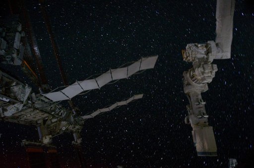 Partial view of the ISS and Night Sky