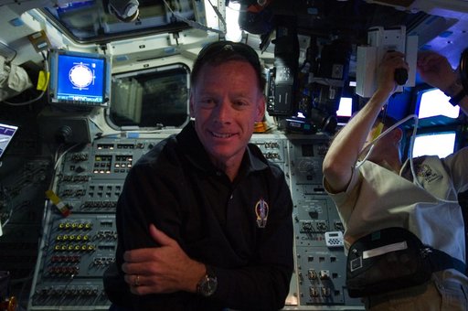 Ferguson on Atlantis Aft Flight Deck during Rendezvous OPS