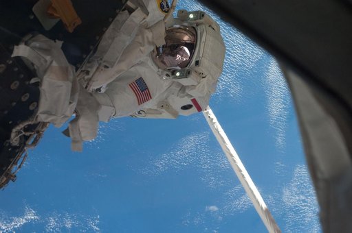 Fossum during EVA 1