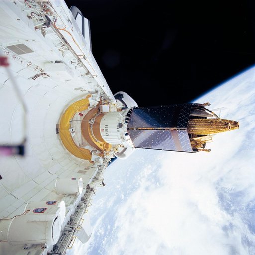 STS-43 TDRS-E / IUS in OV-104's PLB ASE aft frame tilt actuator (AFTA) table