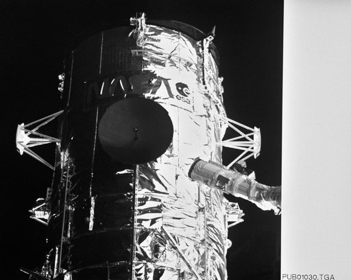 Hubble Space Telescope photographed by Electronic Still Camera