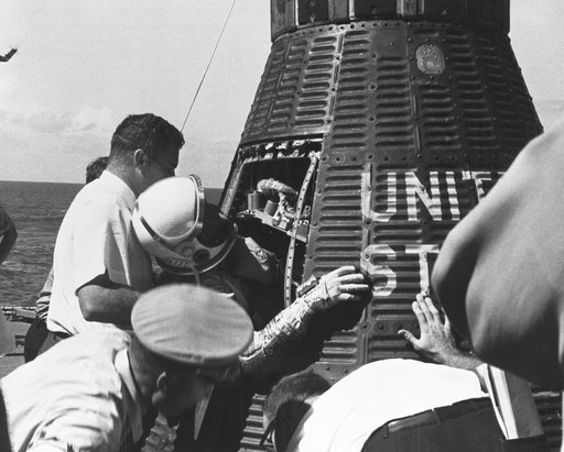Astronaut Walter Schirra - Removal - Sigma 7 Capsule - USS Kearsage