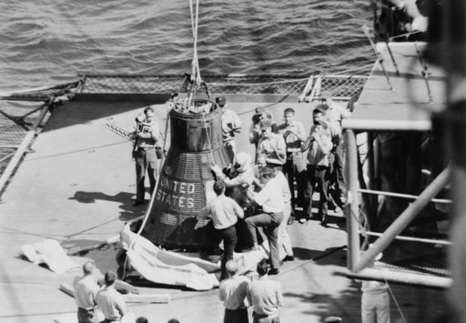 Astronaut Walter Schirra - Removal - Sigma "7" Capsule - USS Kearsage