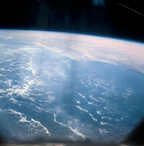 East-looking view across Atlantic waters during MA-9 22 orbit