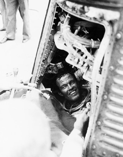 Recovery- Cooper smiles at recovery crew on Kearsarge