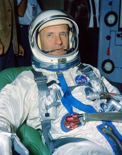 ASTRONAUT THOMAS P. STAFFORD - TRAINING (SUITING-UP) - CAPE