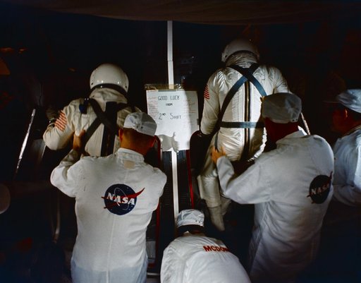 GEMINI-TITAN (GT)-6 - PREFLIGHT ACTIVITY (INSERTION)(PRIME CREW) -  ASTRONAUT WALTER M. SCHIRRA, JR. - MISC. - CAPE
