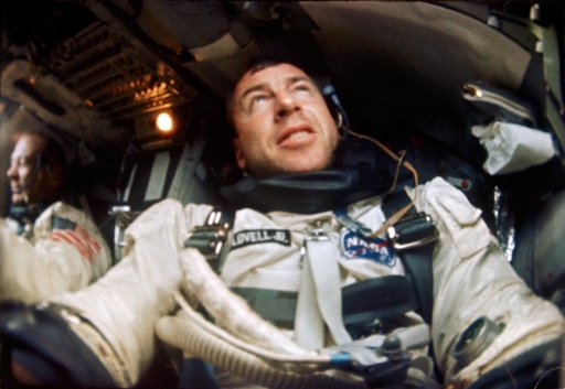 ASTRONAUT JAMES A. LOVELL, JR. -EARTH SKY - GT-12 - ONBOARD - INSIDE CABIN S/C