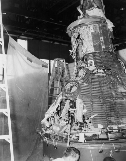 View of a reconstructed Mercury 1 spacecraft