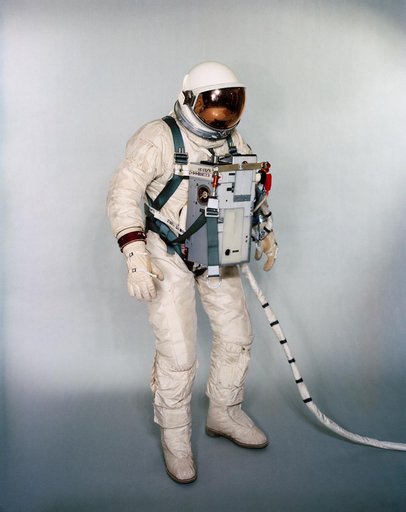 Test subject equipped with Gemini 12 Life Support System and waist tethers