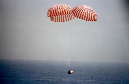 Photo - Apollo/Saturn (A/S)-11 - 500 Ft. Above Water - Chutes deployed