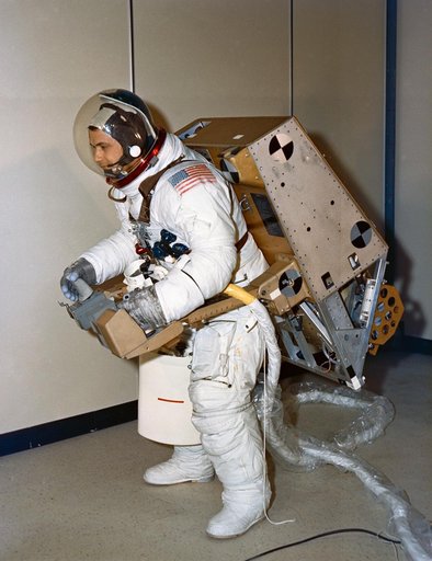 Astronaut Bruce McCandless tests astronaut maneuvering unit