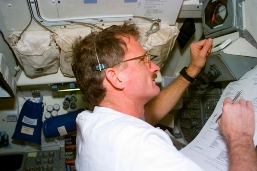 Flight deck activity during EVA 3 on Flight Day 6