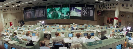 View of mission control during the EVA by McCandless