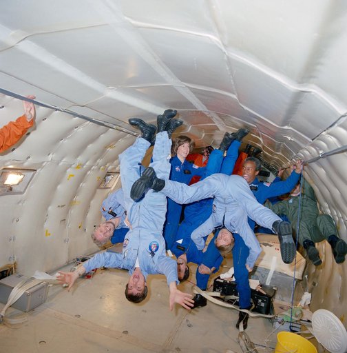 STS 61-A crewmembers training on the KC-135