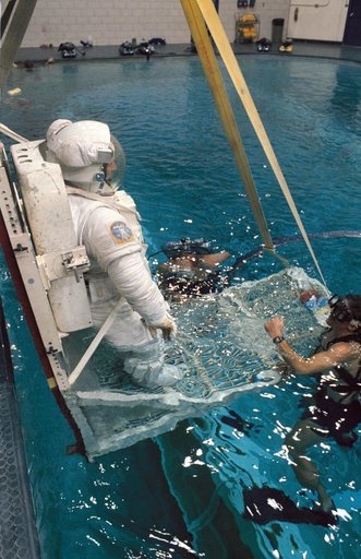 Documentation of preparations for WETF EVA training exercise by ESA Astronaut