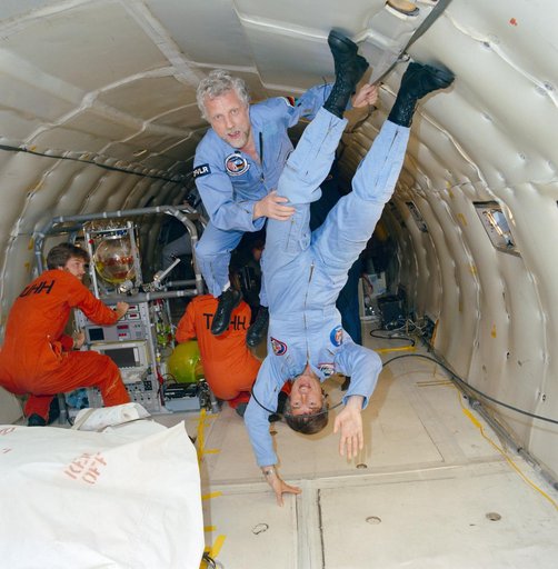 STS-42 Payload Specialist Merbold inside KC-135 during zero gravity flight