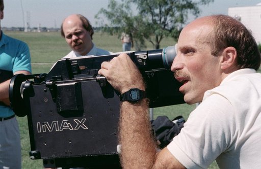 STS-29 Discovery, OV-103, crewmembers participate in IMAX camera training