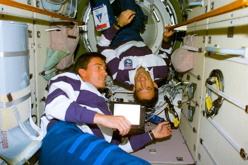 Newman and Krikalev in the FGB/Zarya module