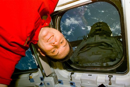 Cabana on aft flight deck with ISS stack in the windows