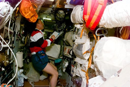 MS Thomas unpacks his bags in Priroda