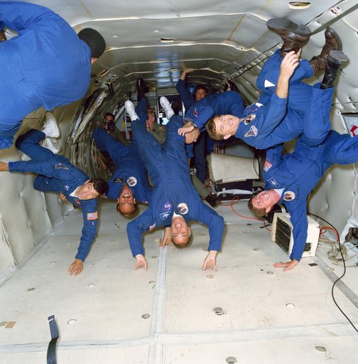 STS-44 crewmembers test flight equipment onboard KC-135 NASA 930