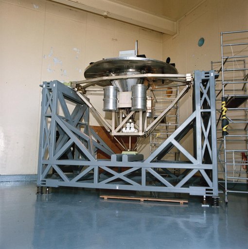 Wake Shield Facility on test stand at JSC