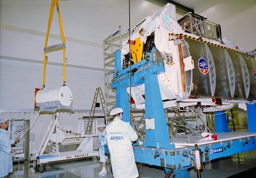STS-46 EURECA spacecraft during processing at Astrotech Space Operation