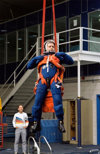 Canadian astronaut Marc Garneau during emergency bailout training
