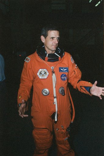 Astronaut William McArthur prepares for a training exercise