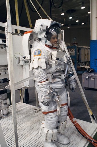 Astronaut Linda Godwin during contingency EVA training in WETF