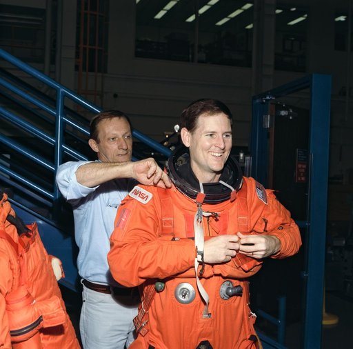 STS-60 crew during egress training