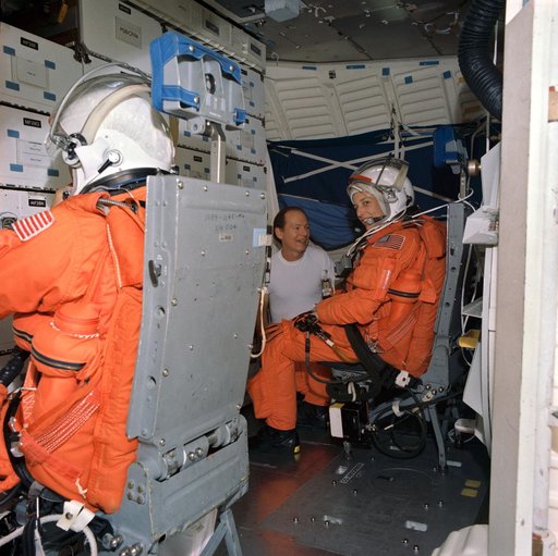 STS-60 crew during egress training