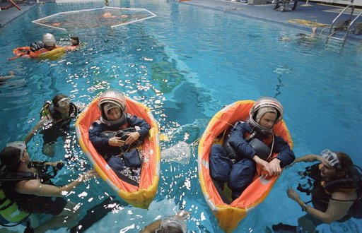 STS-59 crewmembers during WETF bailouts