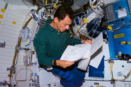 Duque reviews checklist on middeck